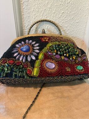 Beaded Multicolor Floral Evening Clutch
